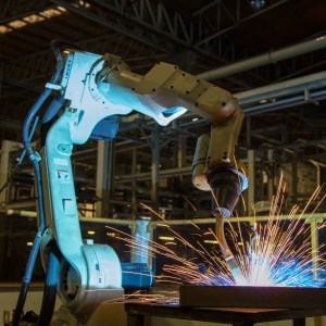 Robot welding in car factory